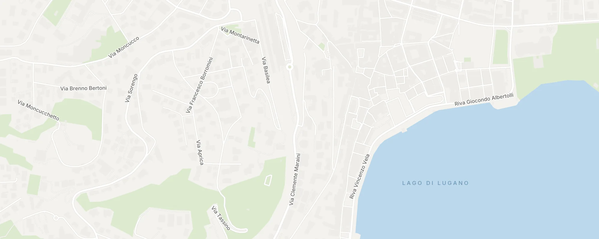 Map of Lugano showing the position of Via dei Solari 4