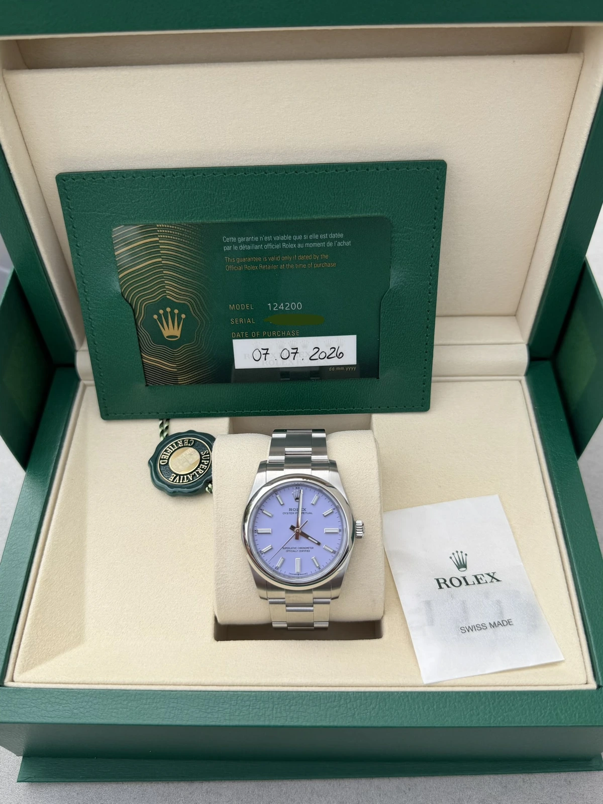 Rolex Oyster Perpetual “lavender” 124200