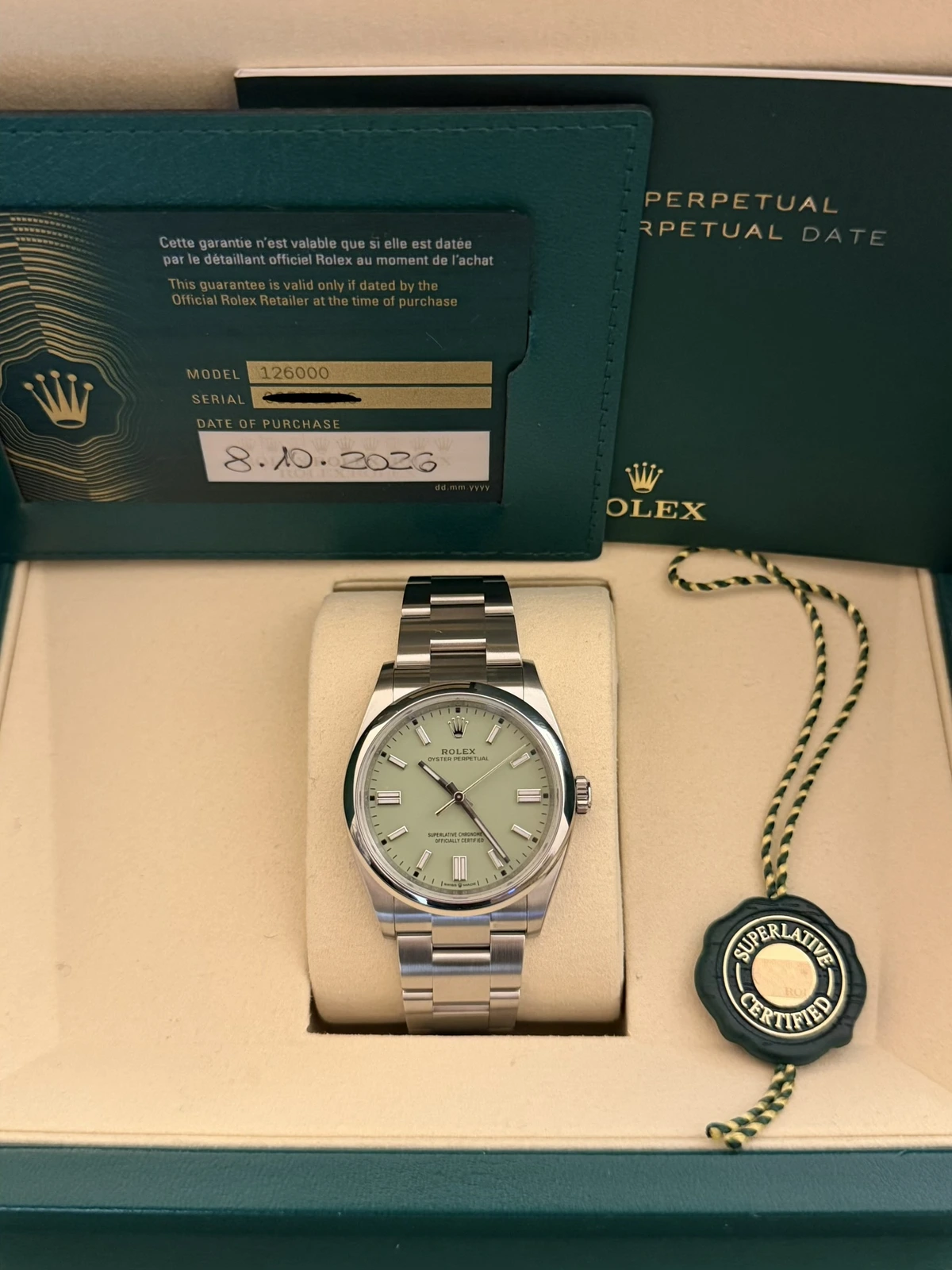 Rolex Oyster perpetual Pistacchio